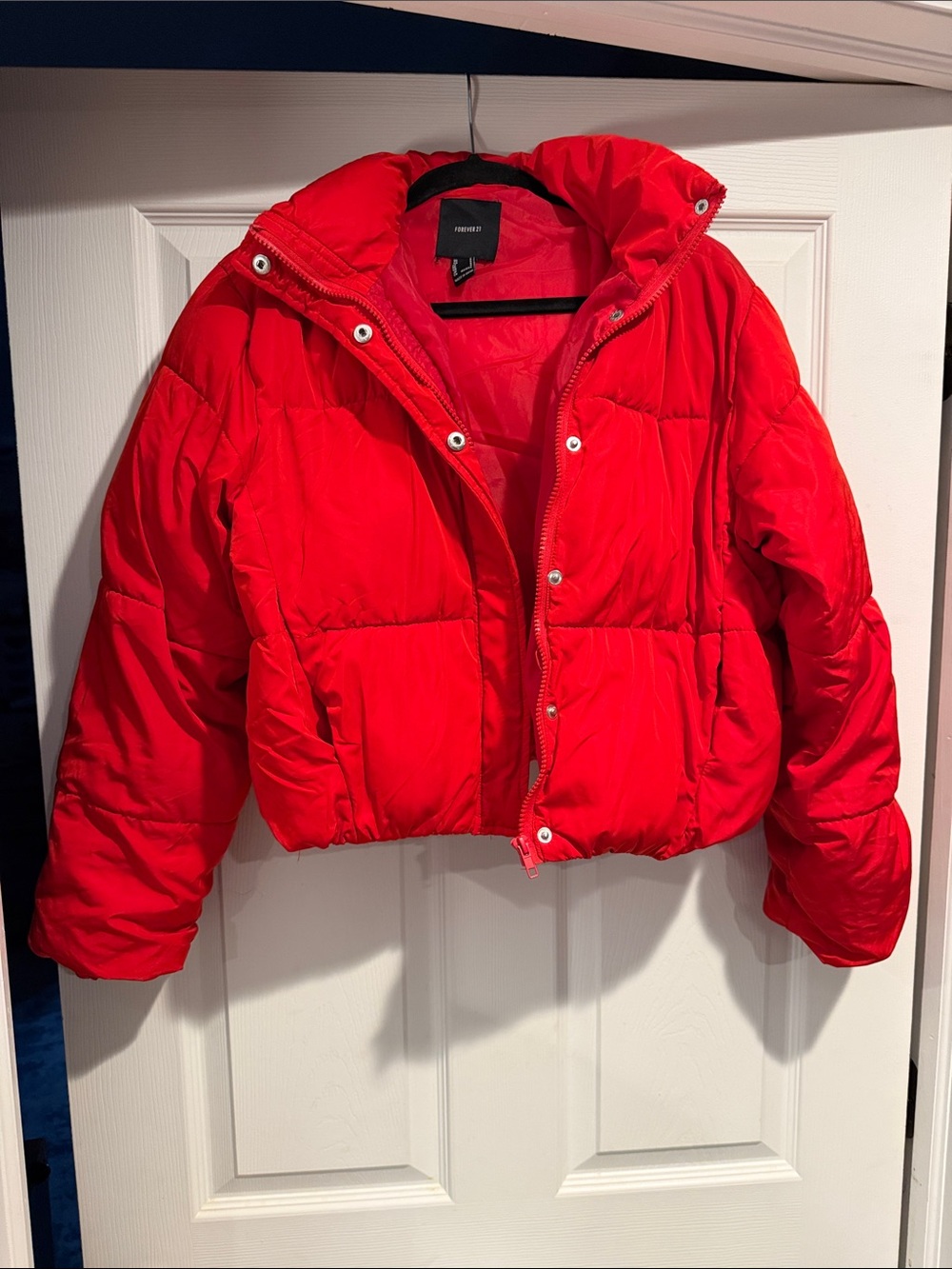 Forever 21 Red Cropped Puffer Jacket